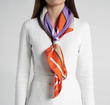 Load image into Gallery viewer, Modern Fleur Silk Scarf on model