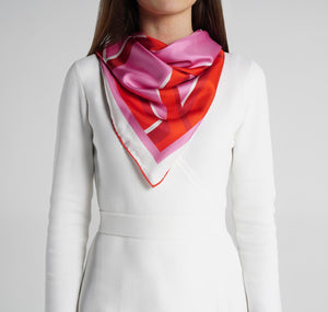 Modernist Femme Silk Scarf on model womens scarves