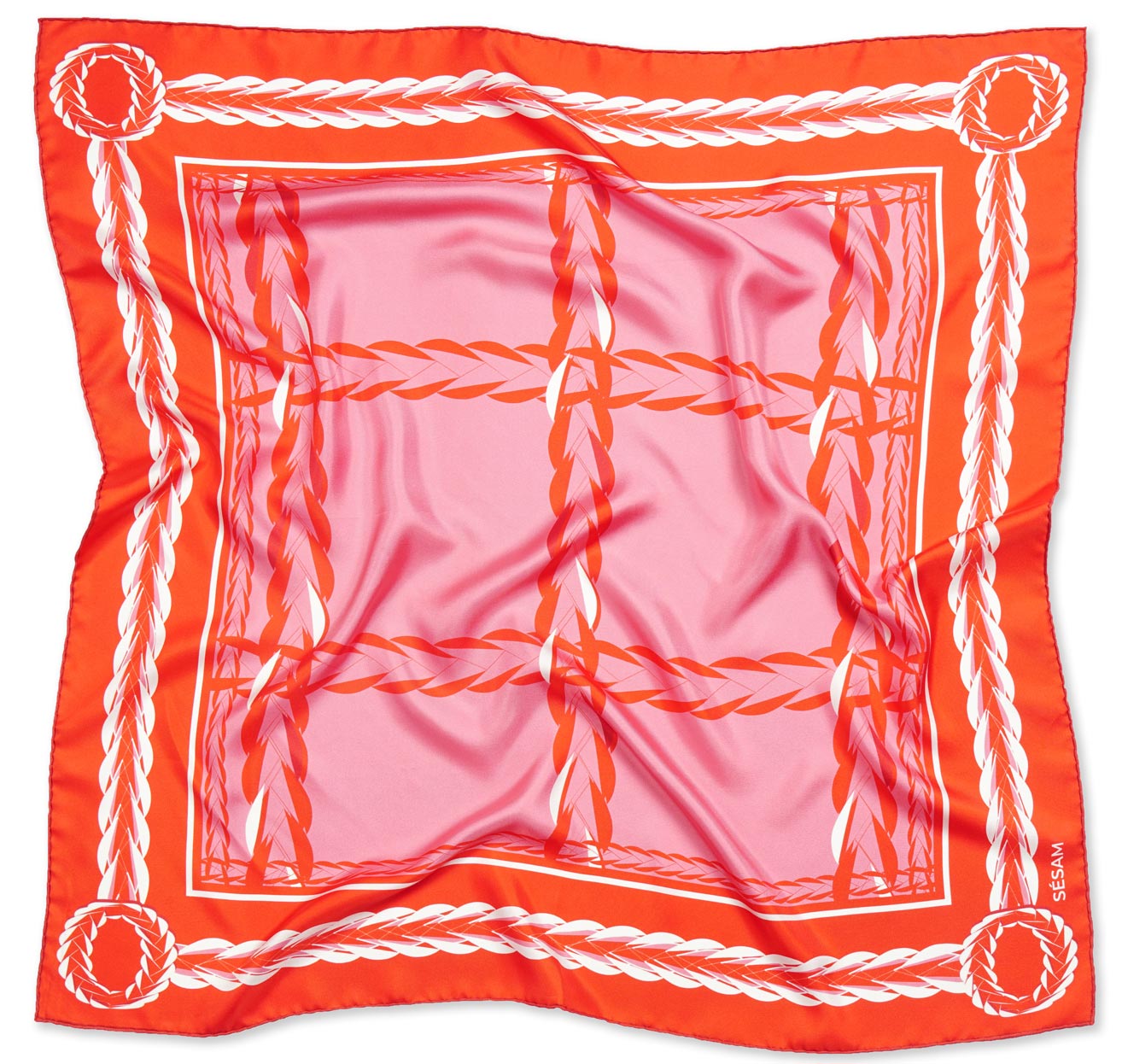 Queen Foulard Rouge and Rose  Sésam sustainably handcrafted silk scarves –  SÉSAM