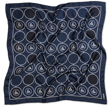 Load image into Gallery viewer, Sesam Motif Navy Womens Square Silk Twill Scarves