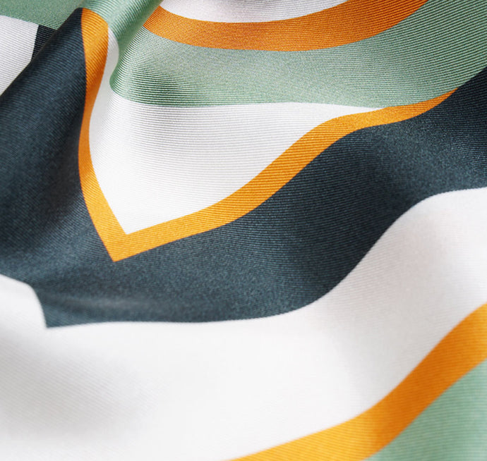 Sésam modernist Italian silk twill scarf closeup